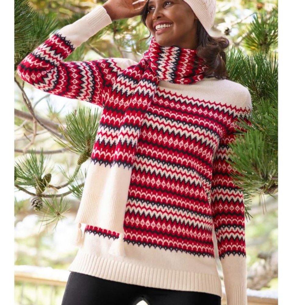 NWOT Talbots Chalet Fair Isle Sweater, Size Medium